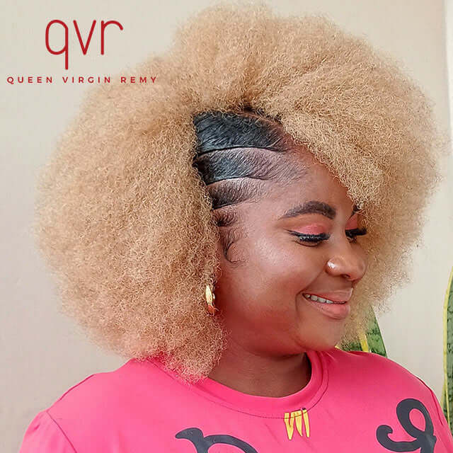 QVR Honey Blonde Color Afro kinky Bulk Hair Extensions For Braiding Dreadlock Human Hair - Image 4