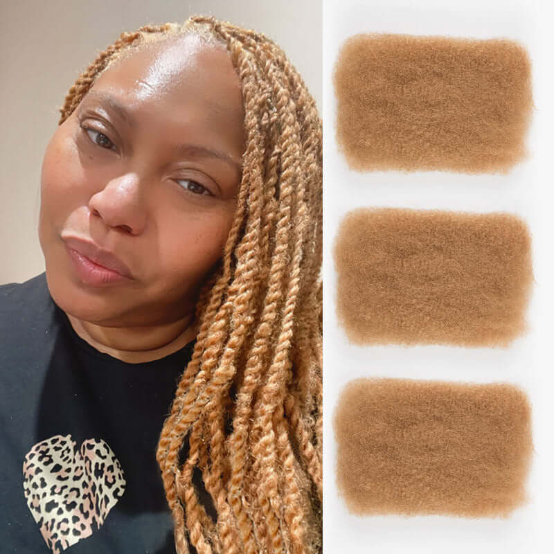 QVR Honey Blonde Color Afro kinky Bulk Hair Extensions For Braiding Dreadlock Human Hair - Image 5