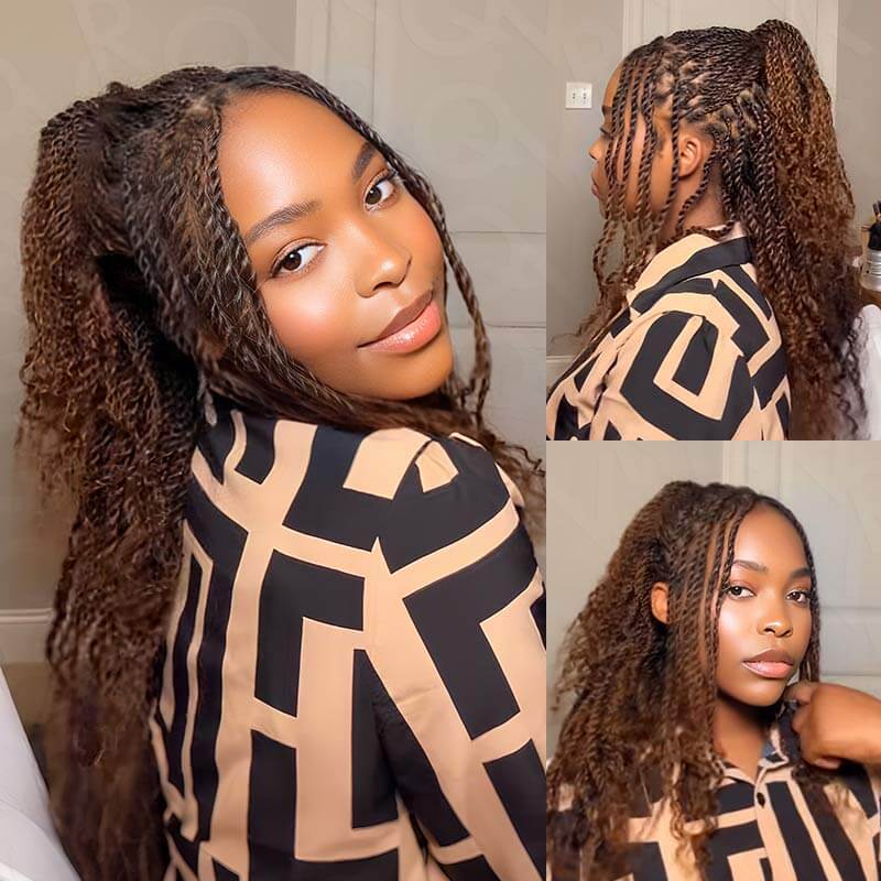 QVR Mixed Color #4/30 Afro Kinky Bulk Highlights #27/30 Human Hair - Image 3