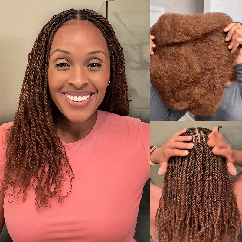 QVR Mixed Color #4/30 Afro Kinky Bulk Highlights #27/30 Human Hair - Image 7