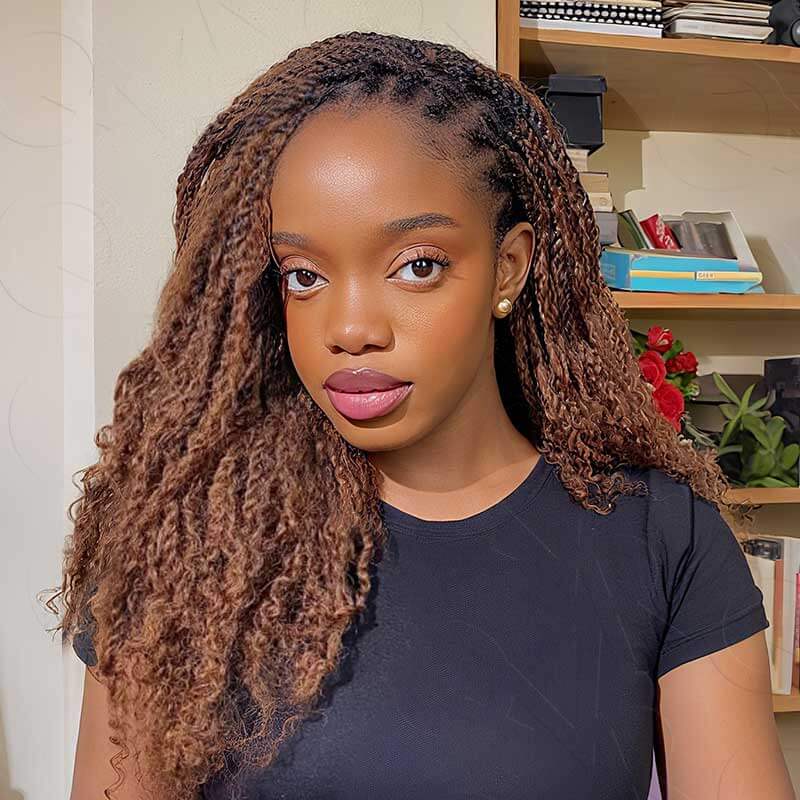 QVR Mixed Color #4/30 Afro Kinky Bulk Highlights #27/30 Human Hair - Image 9