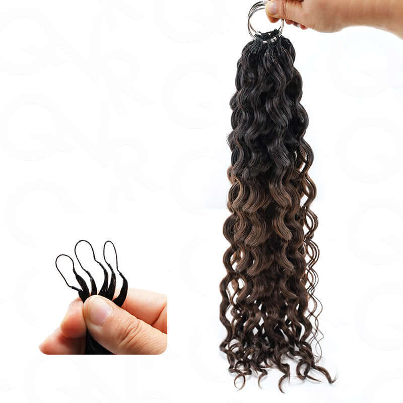 QVR Dark Brown #4 Crochet Hair Water Wave Machine Made Feather Human Hair Extension - Image 13