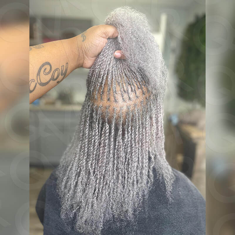 QVR Brazilian Grey Color Remy Hair Afro kinky Bulk Human Hair For Braiding Dreadlock Hair - Image 3