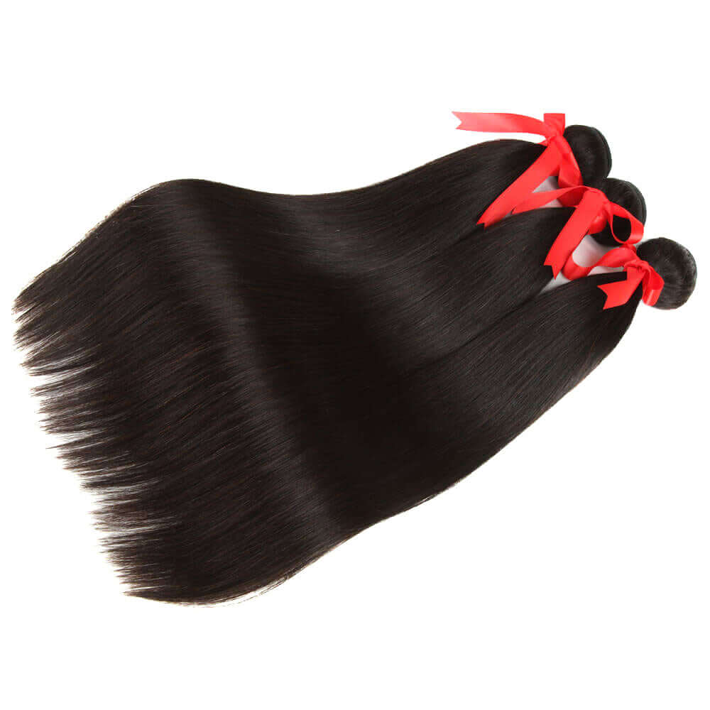 QVR 12A Silk Straight Virgin Human Hair Bundles 3 Bundles Body Wave Natural Color Hair Weave - Image 3