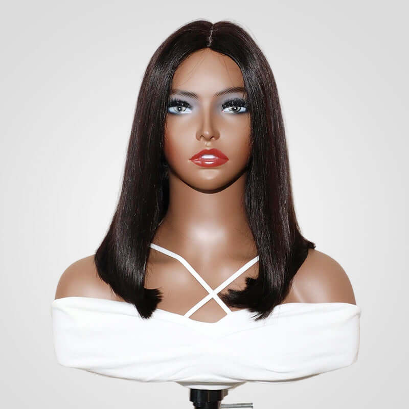 QVR 15A Unprocessed Mono Net Short Bob Glueless Wig Natural Parting and Virgin Human Hair Wigs - Image 3