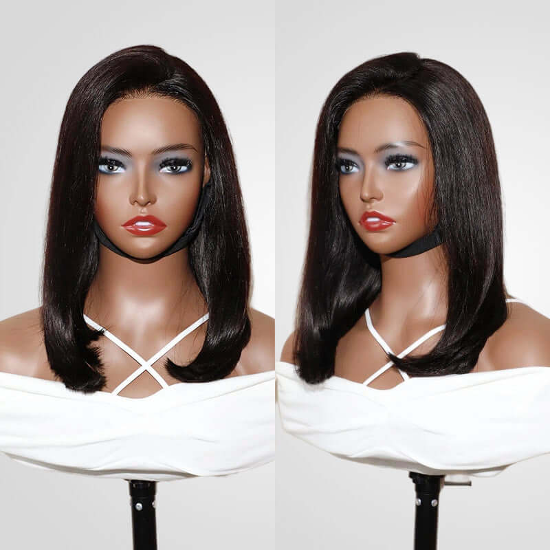QVR 15A Unprocessed Mono Net Short Bob Glueless Wig Natural Parting and Virgin Human Hair Wigs - Image 5