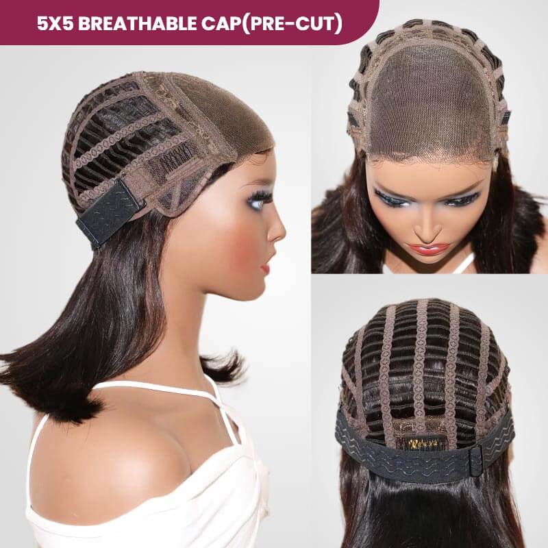 QVR 15A Unprocessed Mono Net Short Bob Glueless Wig Natural Parting and Virgin Human Hair Wigs - Image 8