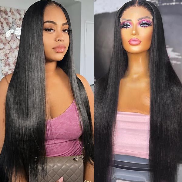 QVR Straight Wigs Human Hair Wig Pre-plucked Hairline with Baby Hair T Lace 4x4 13x4 13x6 Lace Frontal Wigs 210 Density - Image 4