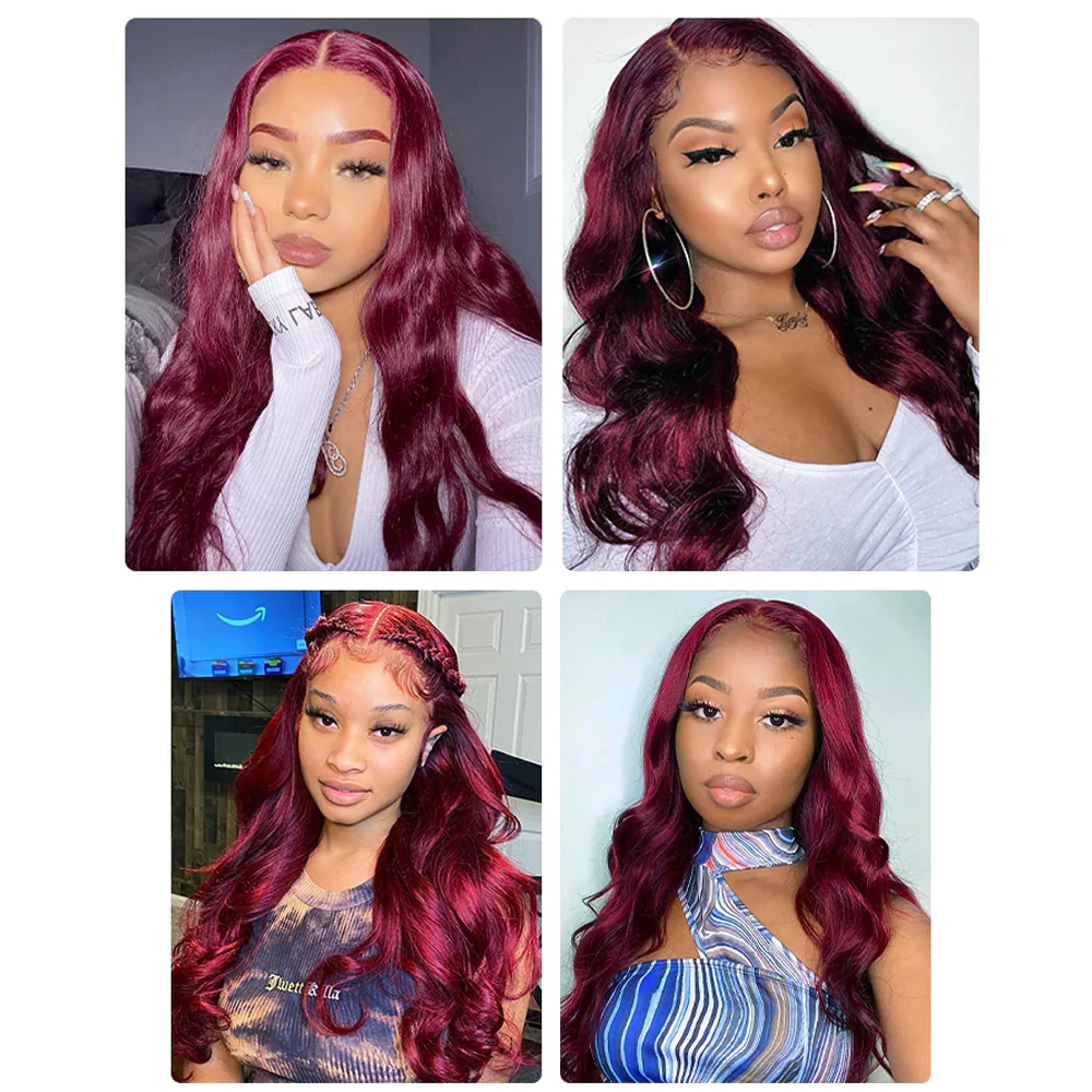 QVR Straight Human Hair Bundles Remy Brazilian Hair Weave 3 Bundles 99J Red Wine Human Hair Extensions - Image 5