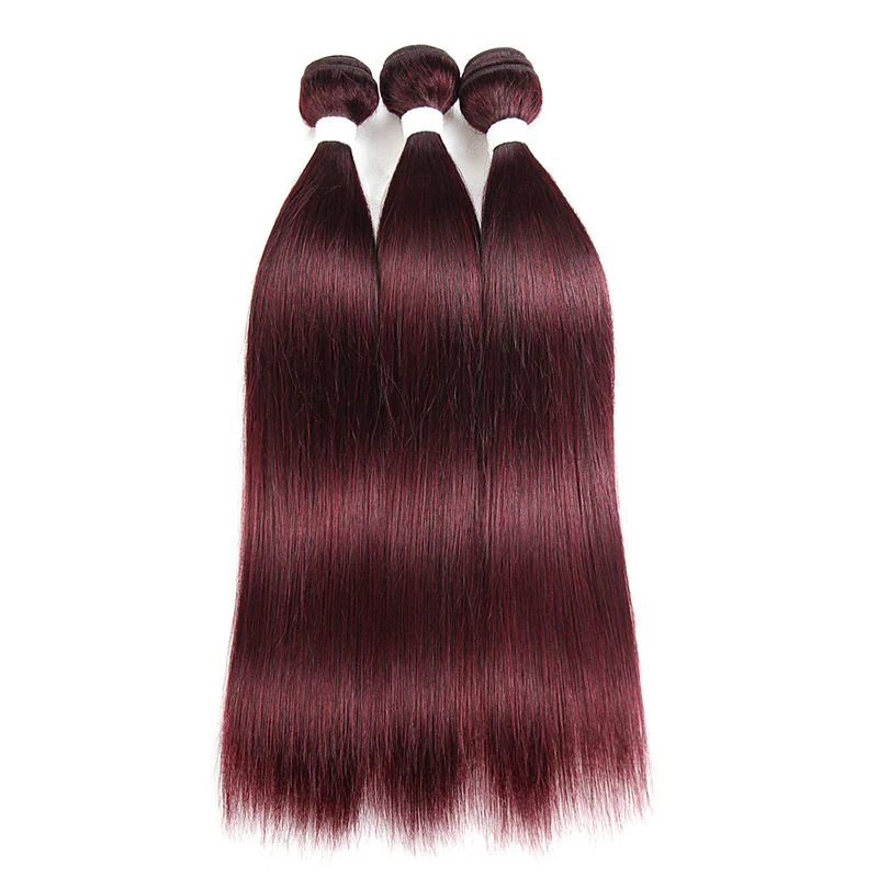QVR Straight Human Hair Bundles Remy Brazilian Hair Weave 3 Bundles 99J Red Wine Human Hair Extensions - Image 6