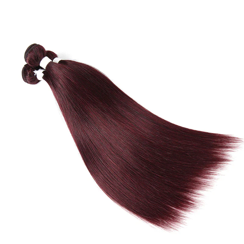 QVR Straight Human Hair Bundles Remy Brazilian Hair Weave 3 Bundles 99J Red Wine Human Hair Extensions - Image 7