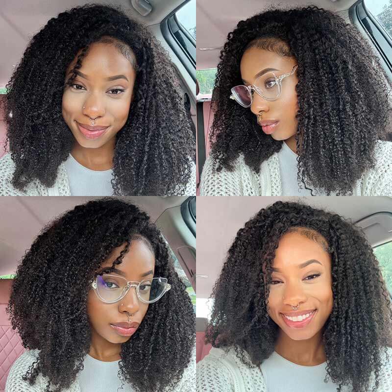 QVR Afro Kinky Curly Crochet Hair Machine Made Natural Black Feather Human Hair Extension - Image 4