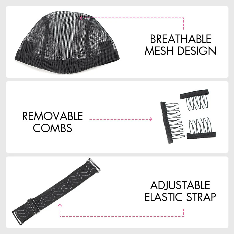 QVR Black Mesh Weaving Cap Elastic Crochet Braid Wig Caps for Making Wig - Image 5