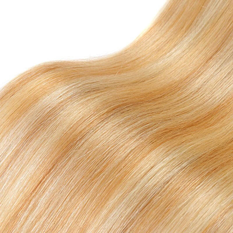 QVR Blonde Straight 7Pcs Clip in Hair Extensions Highlight #P27/613 Color Virgin Human Hair - Image 5