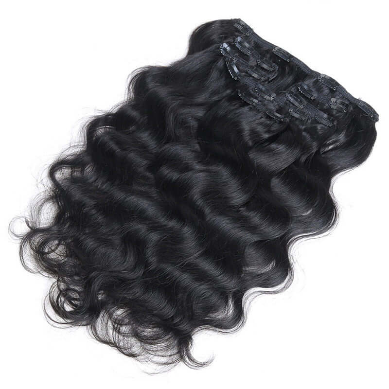 QVR Body Wave Hair 7Pcs Clip in Hair Extension Brazilian Natural Black Virgin Human Hair - Image 3
