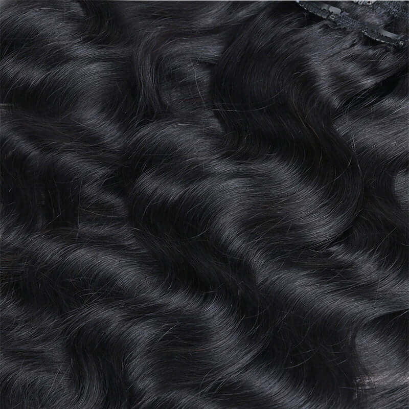 QVR Body Wave Hair 7Pcs Clip in Hair Extension Brazilian Natural Black Virgin Human Hair - Image 5
