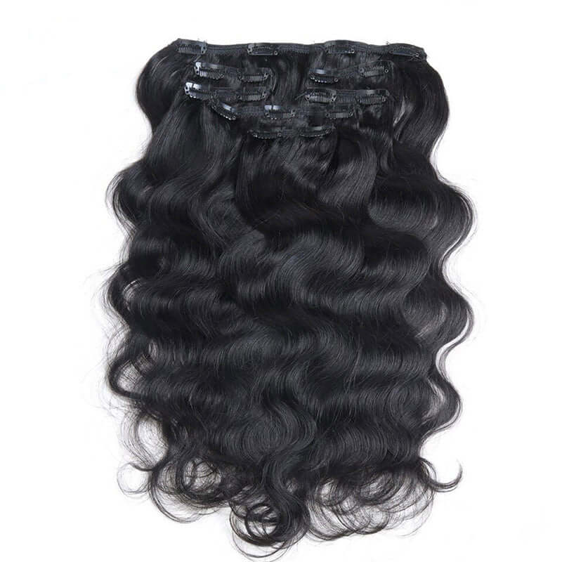 QVR Body Wave Hair 7Pcs Clip in Hair Extension Brazilian Natural Black Virgin Human Hair - Image 7