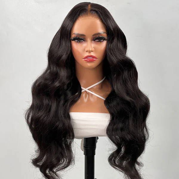 QVR Body Wave Real Brazilian Black Hair Lace Wigs Hair 180% Density 13x4 Lace Frontal Wigs - Image 4