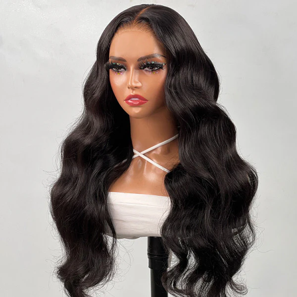 QVR Body Wave Real Brazilian Black Hair Lace Wigs Hair 180% Density 13x4 Lace Frontal Wigs - Image 5