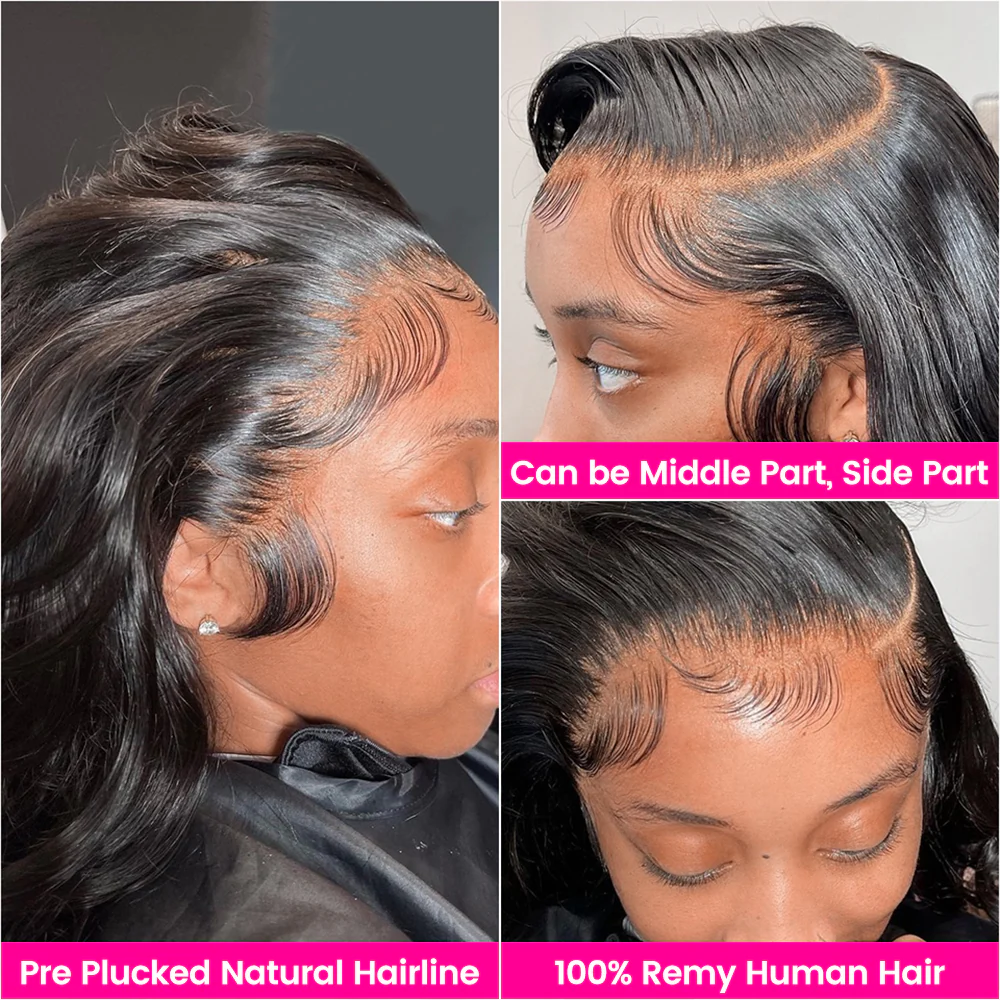 QVR Body Wave Real Brazilian Black Hair Lace Wigs Hair 180% Density 13x4 Lace Frontal Wigs - Image 8