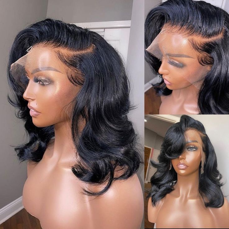 QVR Body Wave Short Bob Wigs Pre Plucked 13x4 Lace Front Wigs Human Hair 210% Density - Image 6
