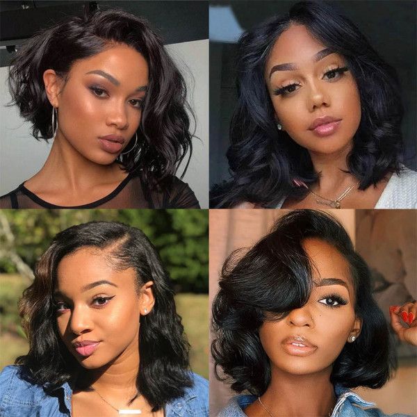 QVR Body Wave Short Bob Wigs Pre Plucked 13x4 Lace Front Wigs Human Hair 210% Density - Image 8