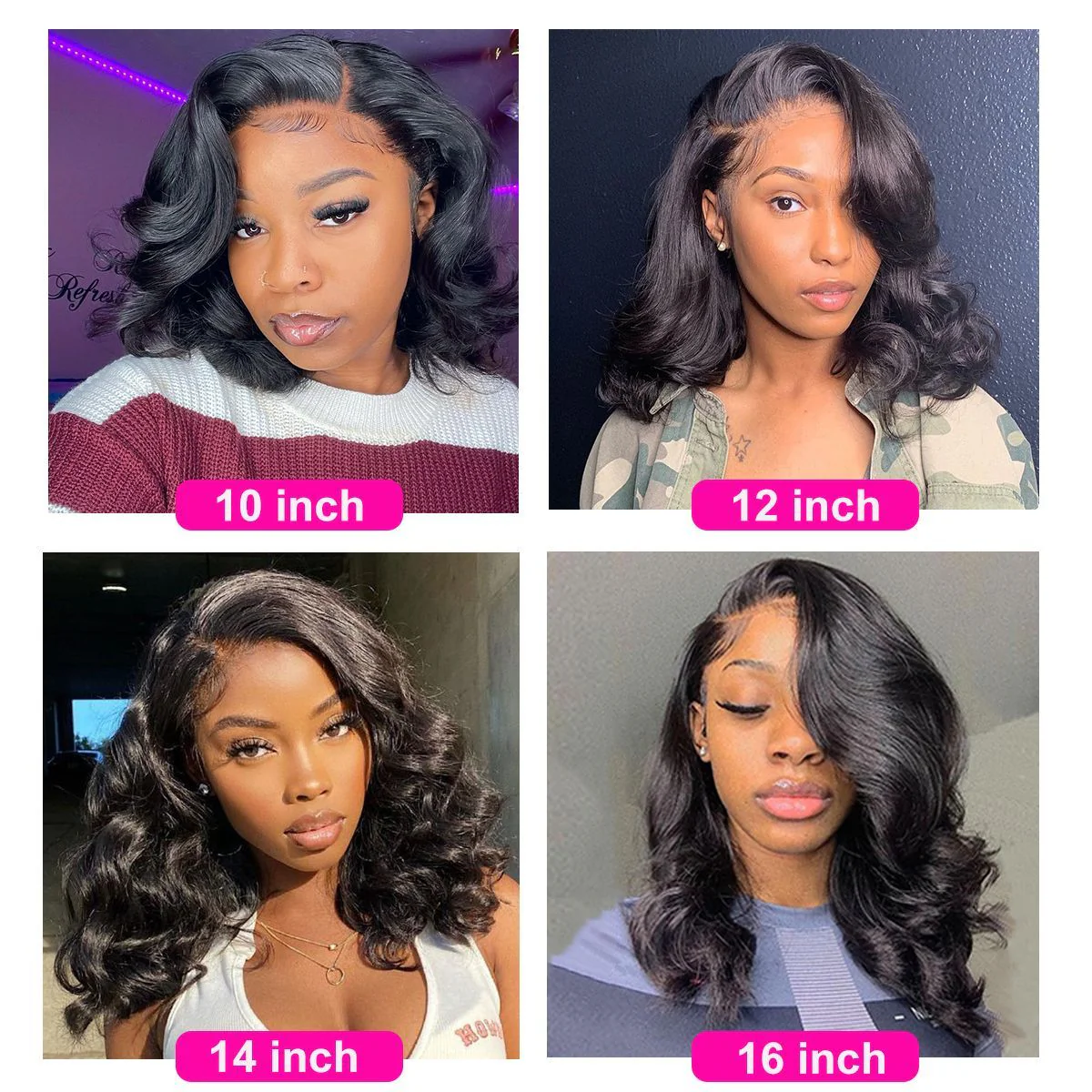 QVR Body Wave Short Bob Wigs Pre Plucked 13x4 Lace Front Wigs Human Hair 210% Density - Image 9