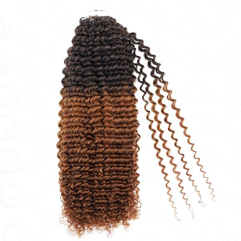 QVR Bright Brown #35D Human Crochet Hair Small Kinky Curly Machine Made Feather Crochet Hairstyle - Image 13