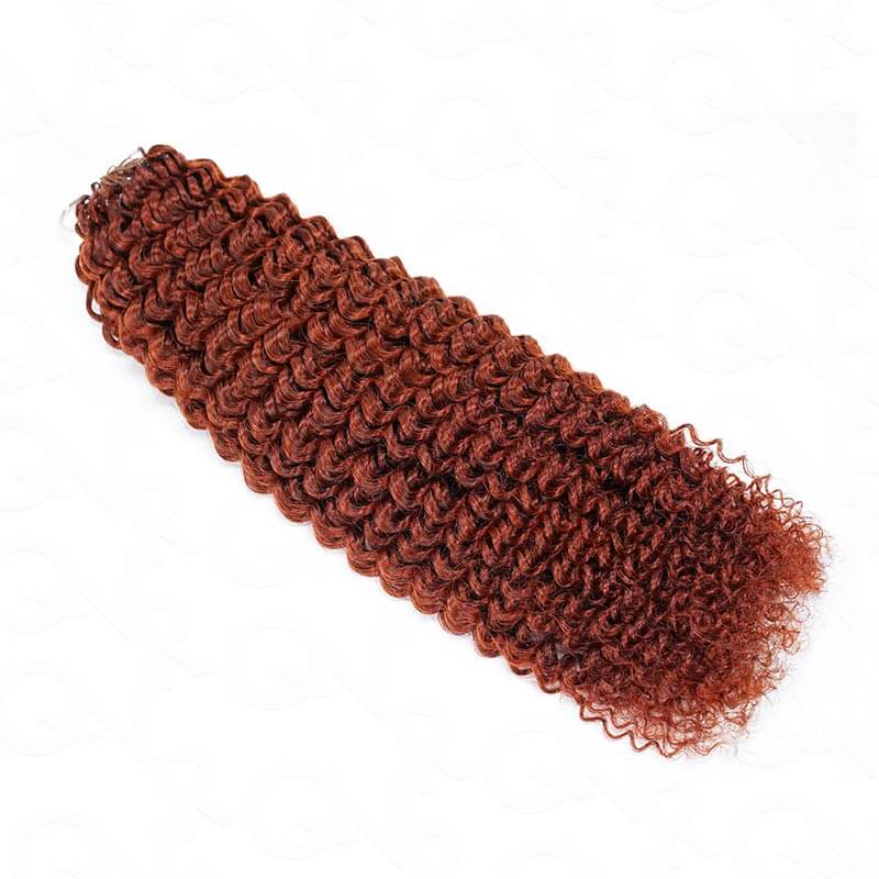 QVR Bright Brown #35D Human Crochet Hair Small Kinky Curly Machine Made Feather Crochet Hairstyle - Image 7