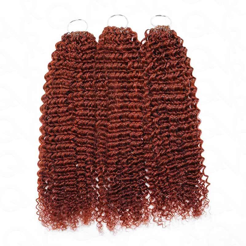 QVR Bright Brown #35D Human Crochet Hair Small Kinky Curly Machine Made Feather Crochet Hairstyle - Image 8