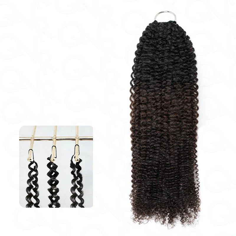 QVR Afro Kinky Curly Crochet Hair Machine Made Natural Black Feather Human Hair Extension - Image 22