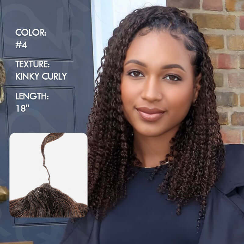 QVR Dark Brown #4 Crochet Hair Small Kinky Curly Machine Made Feather Human Hair Extension - Image 3