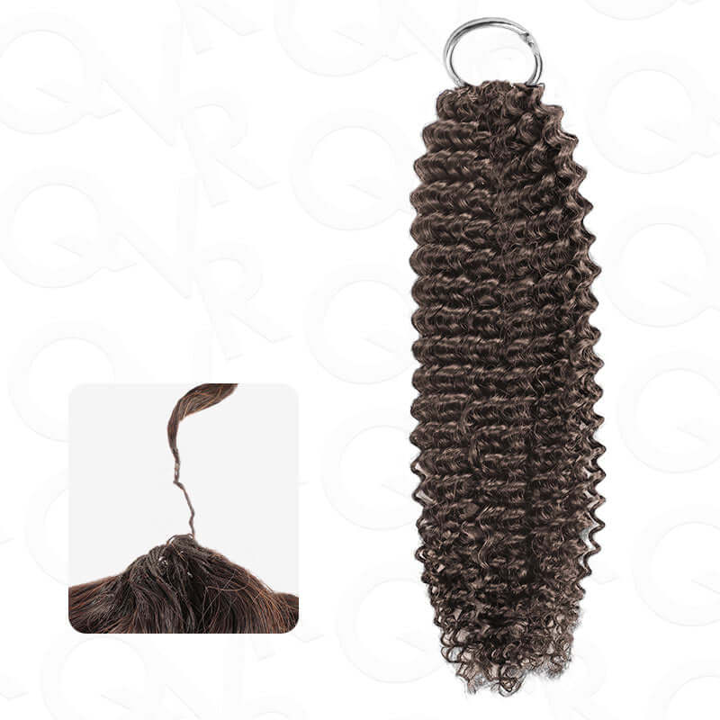 QVR Dark Brown #4 Crochet Hair Small Kinky Curly Machine Made Feather Human Hair Extension - Image 6