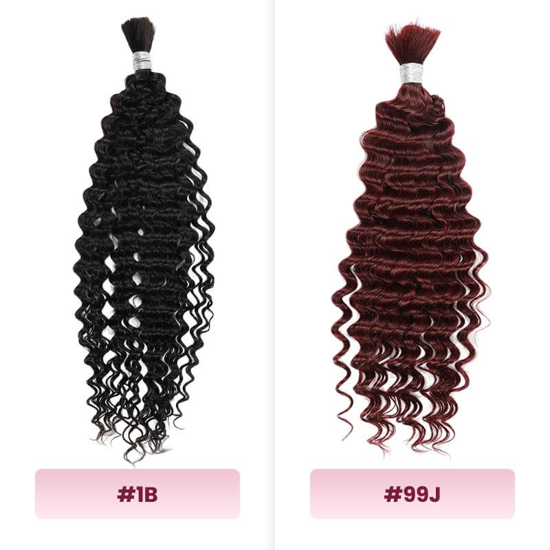 QVR Deep Wave Bulk Hair Extensions for Boho Knotless Braiding - Image 3