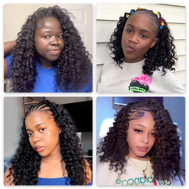 QVR Deep Wave Crochet Hair Natural Black Machine Made Feather Human Hair Extension - Image 4