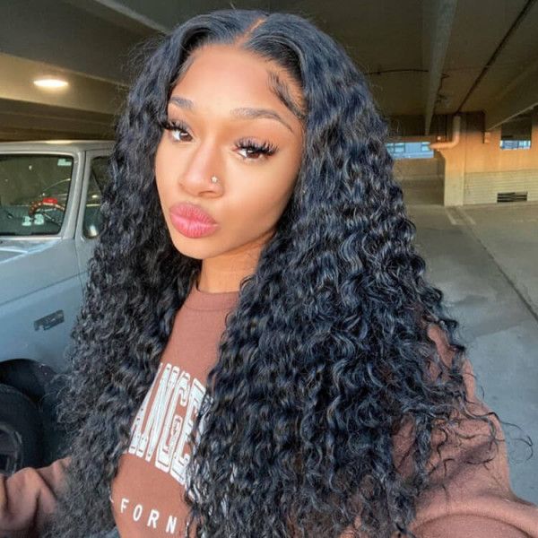 QVR Deep Wave Glueless Wig Brazilian Curly Human Hair Wigs Pre Plucked With Baby Hair 13x6 13x4 Lace Frontal - Image 3
