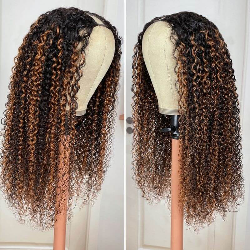 QVR Glueless Curly V Part Wig Balayage Highlights Beginner Friendly Upgrade U Part Wig - Image 6