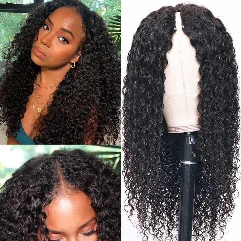 QVR Glueless Deep Wave V Part Wigs 180% Density Super Natural Human Hair Glueless 0 Skill Needed Wig - Image 4