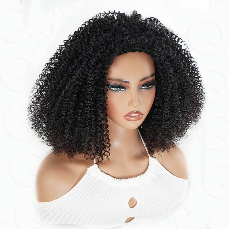 QVR Glueless Kinky Curly Half Wig 250% Density Human Hair Wig Wear Go Flip Over Wig - Image 8