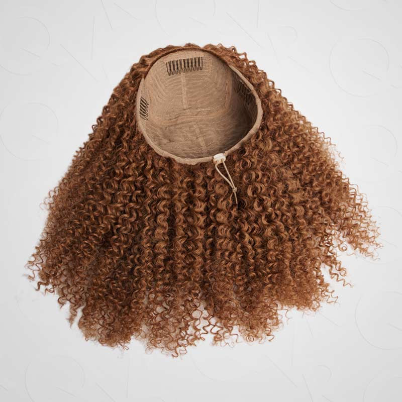 QVR Glueless Auburn Brown Kinky Curly Straight Half Wig 250% Density Human Hair Wig Wear Go Flip Over Wig - Image 11