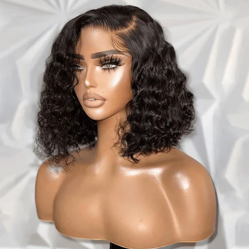 QVR Glueless Pre-cut 4x6 HD Lace Closure Human Hair Short Bob Wigs Water Wave Wear and Go Wigs - Image 3