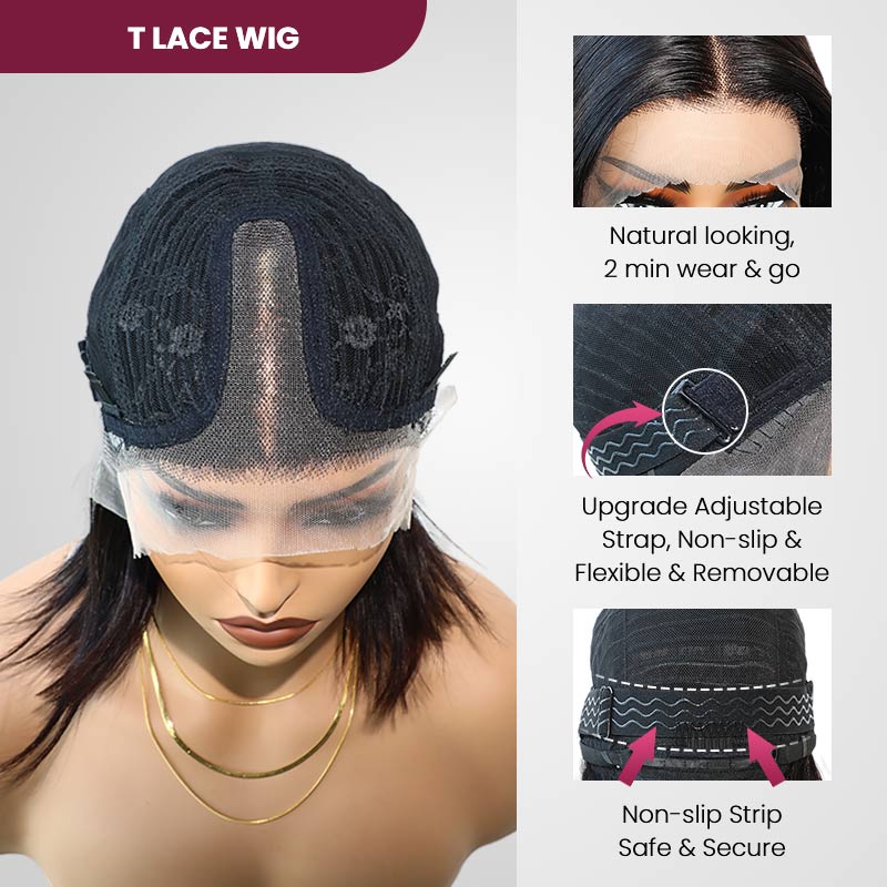 QVR Glueless Pre-cut 4X6 Lace Closure Side Part Wigs Short Bob Curly Mix Brown Human Hair Wigs - Image 9