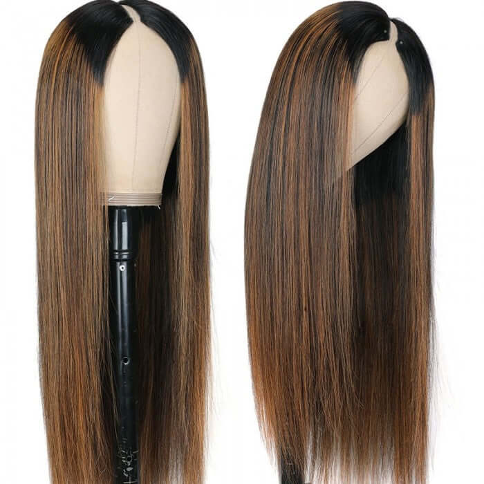 QVR Glueless Straight V Part Wig Balayage Highlights Beginner Friendly Upgrade U Part Wig - Image 5