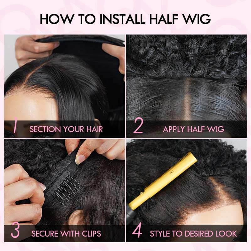 QVR Glueless Blonde Highlight Twist Curly Half Wig 250% Density Human Hair Wig #1B/27 Wear Go Flip Over Wig - Image 13