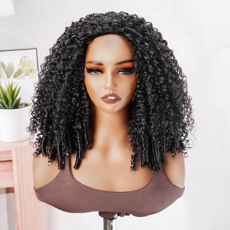 QVR Glueless Burmese Curly Straight Half Wig 250% Density Human Hair Wig Wear Go Flip Over Wig - Image 10