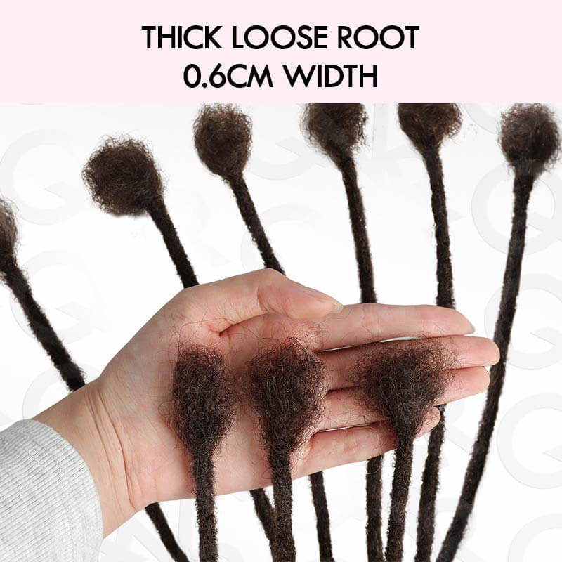 QVR Handmade Dreadlocks Dark Brown #4 Thickness 0.6cm Human Hair Loc Extensions - Image 3