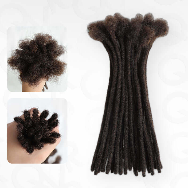 QVR Handmade Dreadlocks Natural Black Thickness 0.6cm Human Hair Loc Extensions - Image 7