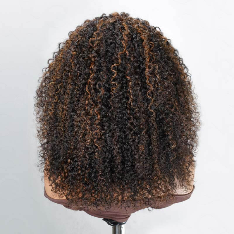 QVR Glueless Highlight Brown #1B/30 Twist Curly Half Wig 250% Density Human Hair Wig Wear Go Flip Over Wig - Image 6