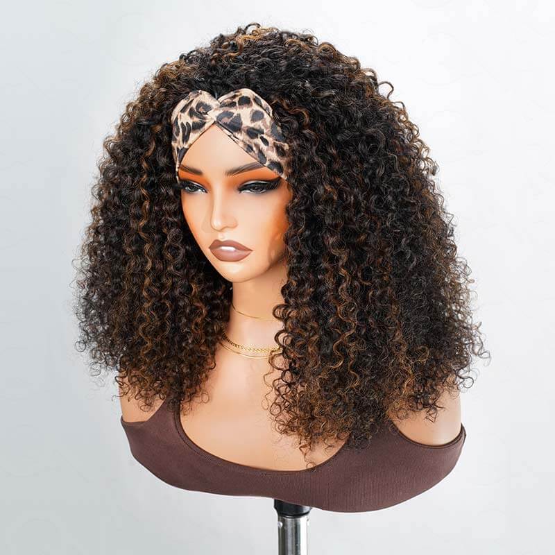 QVR Glueless Highlight Brown #1B/30 Twist Curly Half Wig 250% Density Human Hair Wig Wear Go Flip Over Wig - Image 9