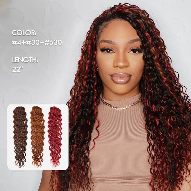 QVR Highlight #4/30/530 Color Water Wave Crochet Braid Human Hair Extensions - Image 4